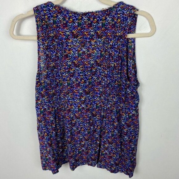 Anthropologie Maeve Lila Pintucked Sleeveless Top Size Small Bohemian Print Boho - Picture 5 of 10
